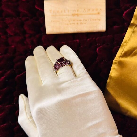 10K Gold -Natural Indian Garnet Cluster Ring - Size 6 -4.5CTTW Garnet Ring -4.4g - Picture 13 of 16